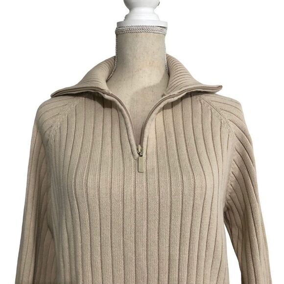 Carolyn Taylor Essentials Ribbed Zip Collar Sweater 1/4 Zip Size Large - Picture 4 of 10